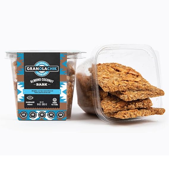 Granolachik Artisanal Granola Bark, Vegan, No Refined Sugars Maple Syrup Sweetened (Almond Coconut, 1 Pack)