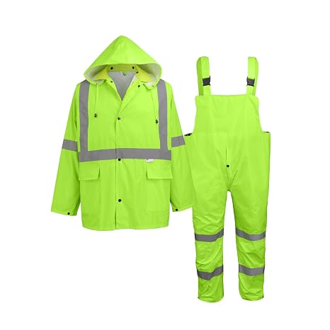 Global Glove Unisex-Adult Standard Reflective Rainwear, Hi-Vis Yellow, Size Small