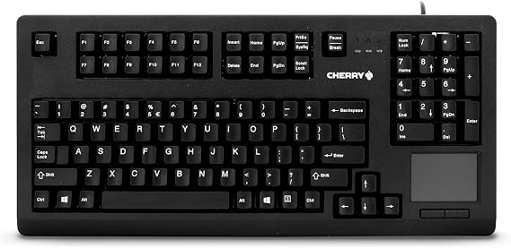 Cherry G80-11900, Compact Industrial Keyboard with Number Pad, Touchpad & 2 Mouse Buttons, Programmable Keys, Mechanical MX Black Switches, USB-A, Black