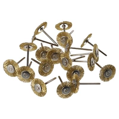 FEIYING 20pcs Wire Wheel Brushes,Dia 25mm Rotary Tool Brass Wire Brush Set -Fits Dremel,18 Shank,Clean,Polish Clean Tools