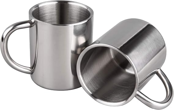 IMEEA Small Espresso Mug 7.5oz Double Wall Stainless Steel Cups, Set of 2