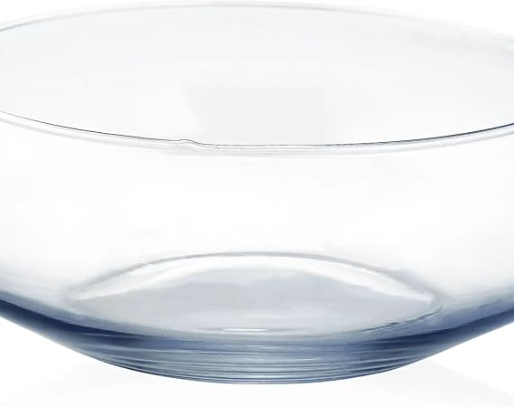 Handblown Wide Low Profile Round Glass Bowl - 11.5" - Clear