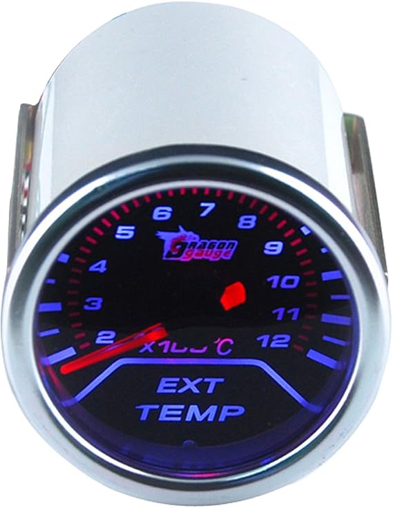 ESUPPORT Car 2" 52mm EGT Exhuast Gas Temp Gauge Meter Kit Temperature | Smoke Tint Len White Light Display 12V for Auto Automotive Truck Boat