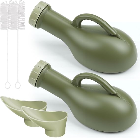 2 Pcs Urine Bottles Male,Urinal Bottles for Men 1000ml,Women Urinals,Screw-on Lid,Thick Portable Pee Bottle with Lid for Travel,Hospitals,Emergency,and Camping