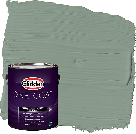 Glidden One Coat 1 gal. Birch Forest/Green Flat Exterior Paint with Primer
