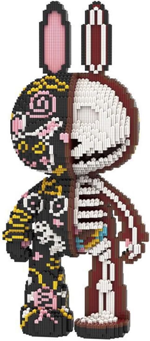 HONLANCH Animal Graffiti Skeleton Rabbit Micro Building Blocks Set(8000PCS 55cm High Series) Gift for Adults and Kids