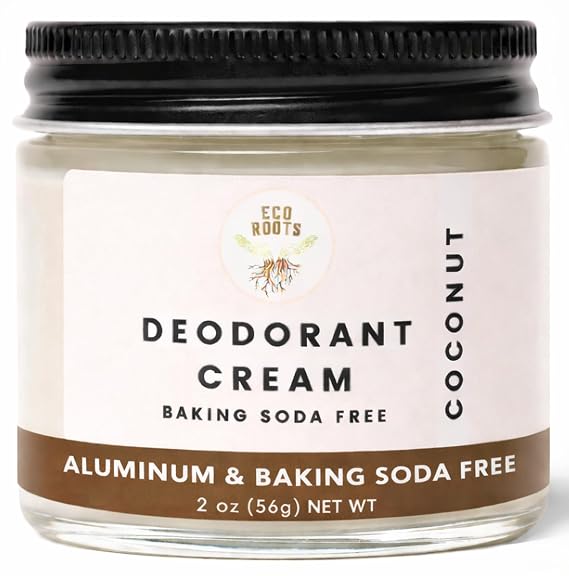 EcoRoots Natural Deodorant for Women, Sensitive Skin Formula Non-Aluminum | Organic deodorant for women, clean non-aluminum deodorant with magnesium, long-lasting odor protection Coconut Scent
