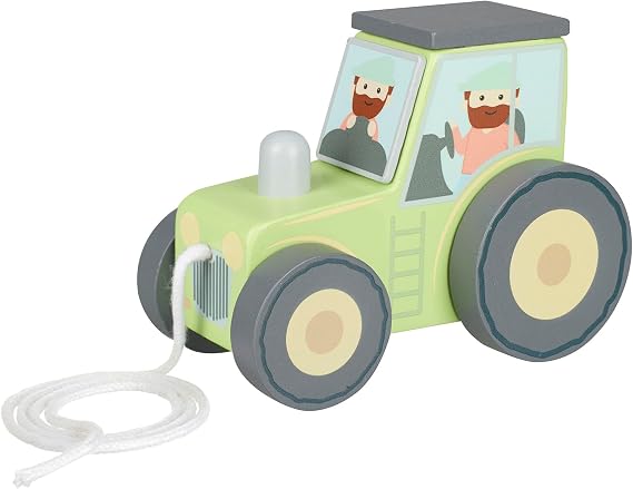 Orange Tree Tractor Push Pull Wooden Pull Along Toy - Farm & Vehicle, 1-3 Yrs, Perfect 1st Bday Gift - Early Development & Activity Toy