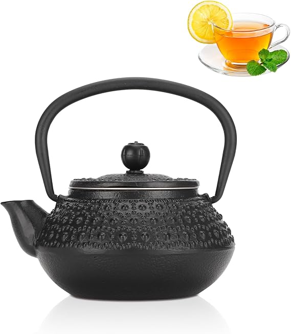 0.3l Japanese Tetsubin Cast Iron Teapot, Raindrop Style Loose Leaf Tea Kettle Pot with Stainless Steel Infuser for Loose Leaf Tea, Tea Rooms or Home