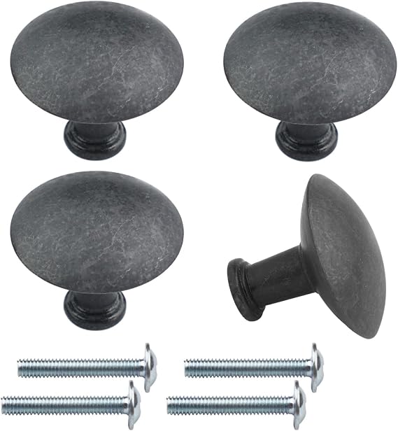 HEMNES Knobs Compatible as Replacement Part for IKEA | Furniture Door Handles Anthracite ⌀32mm (Pack of 4)