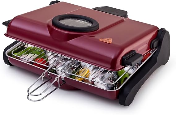 AKEL AB661 1200 W Bordo Elektrikli Izgara, Kokusuz ve Dumansız Mangal, Barbekü