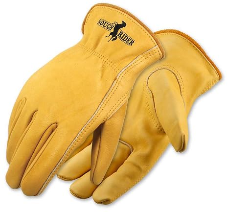 Galeton 25001PR-M Rough Rider Premium Leather Driver Gloves With Elastic Back, Medium, Gold (Pack of 1)