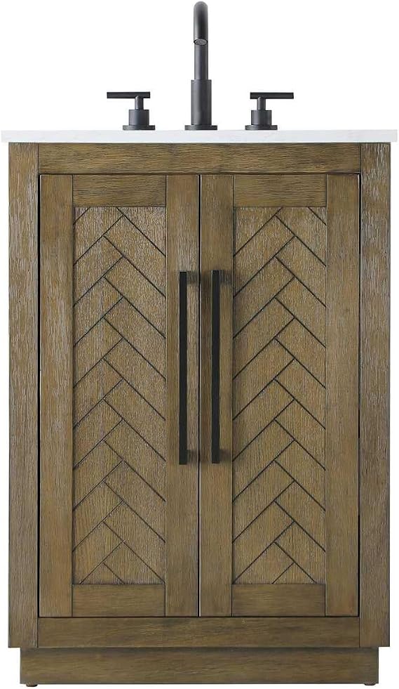 ELEGANT Kitchen and Bath 24 inch Single Bathroom Vanity in Hazel Oak