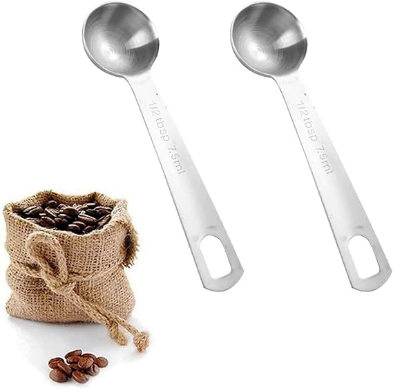 2 Pcs Tablespoon Scoops, 7.5ml Stainless Steel Measuring Scoops, Long Handled Metal Coffee Spoon, Mini Stainless Tablespoons Measuring Spoon, for