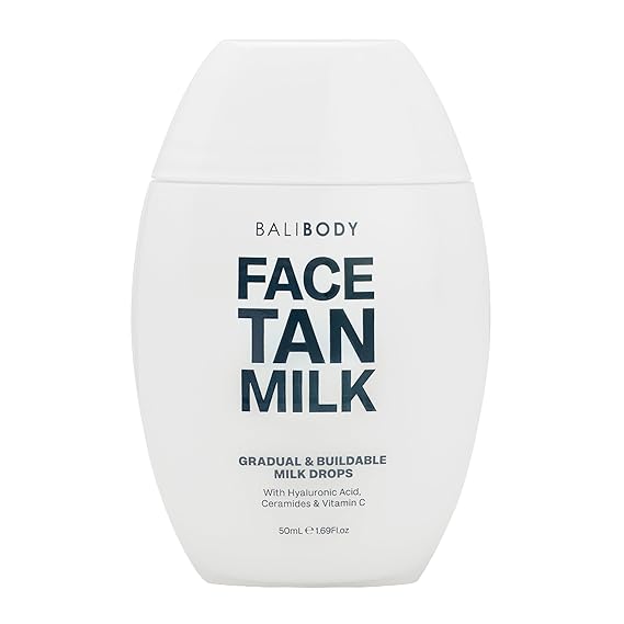 Bali Body Face Tan Milk - Gradual Self Tanning Serum for Face with Hyaluronic Acid & Vitamin C - Lightweight Hydrating Facial Tanner, Non-Comedogenic & Vegan, Cruelty-Free, 50ml/ 1.7 fl oz