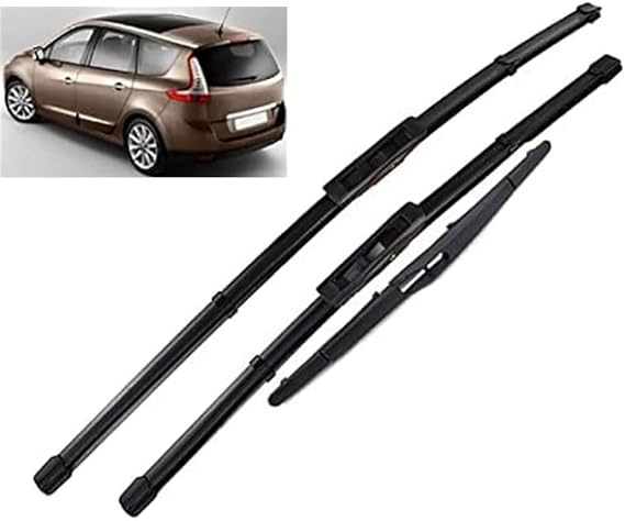 Compatible with Renault Scenic 3 2009-2016, Car Front Rear Windshield Wiper Blades Wiper Tuning Replacement Exterior Accessories Set
