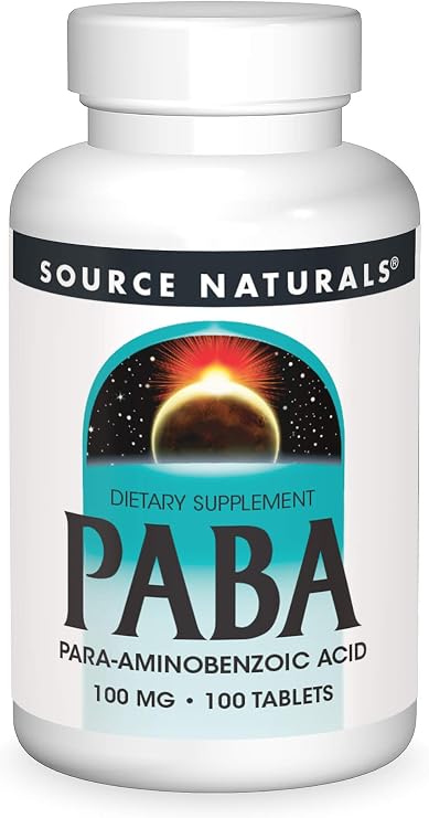 Source Naturals PABA, 100 mg - 100 Vegan Tablets | Para Aminobenzoic Acid | Precursor for Folic Acid Production*