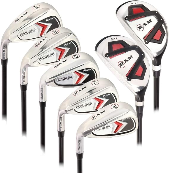 Ram Golf Accubar Mens Left Hand Clubs Iron Set 6-7-8-9-PW with Hybrids 24 and 27