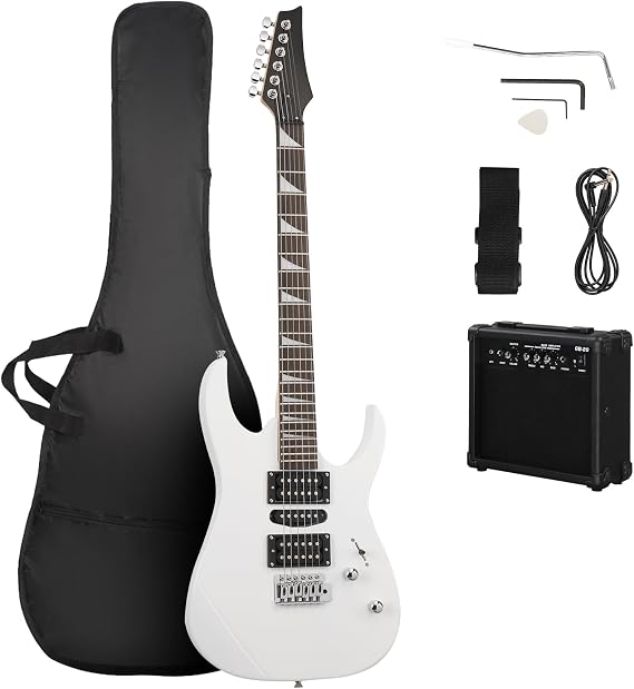 39" Full Size Electric Guitar Starter Kit with HSH Pickup, 20W Guitar Amplifier, Portable Gig Bag, Cable, Strap, Pick, Tremolo Bar, Perfect