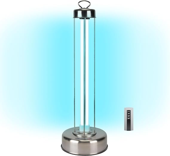 Whole Room Surface UV Light Sanitizer - USA 100W Professional Grade UV-C Lamp for Commercial & Home Use With Timer, 10,000hr Bulb, EPA Registered, Lab Certified 99.9% Germ Kill in 15 Mins
