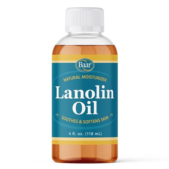 Baar Liquid Lanolin Skin Moisturizer, BPA-Free Bottle, 4 oz