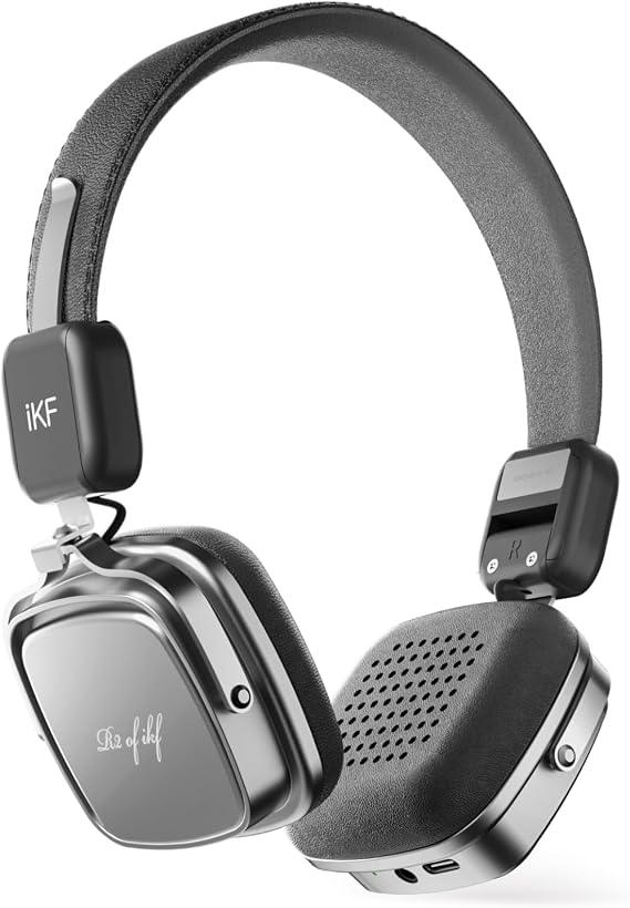 iKF R2 Retro Classic Bluetooth Headphones, Vintage Ergonomic Design | 40mm Drivers ENC Clear Call, 60H Playtime, 3.5mm Wired Headset, All-Day Comfort, Throwback 80s 90s, Black