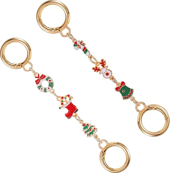 Gold Enamel Flower Purse Extender Chain Bag Charm Strap