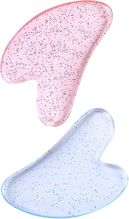 Gua Sha Facial Tools, Guasha Board for Spa Women Body Skin Care Reduce MuscleTensions,Guasha Tool for Fac,Guasha Resin Heart Shaped Tool,Gua Sha Tools for Gifts or Personal Use 2Pcs Pink and Blue