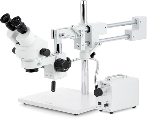 AmScope SM-4B-30WS 45X Zoom Stereo Microscope on Dual-Arm Boom S