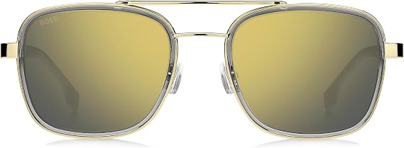 BOSS Men's 1486/S Stainless Steel Square Double Bridge Sunglasses