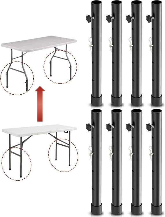 8-Pack Folding Table risers, Dural Folding Table Leg Extensions 4 Levels/Heights Table Leg Extenders 3.6in | 6.77in | 10in | 13in-All for Treating Your Back Pain