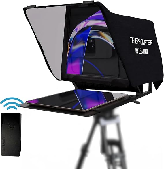 Teleprompter 4.0 12" Compatible with iPad, Tablet, Smartphone and DSLR Camera, Remote or App Control, Compatible with Android and iOS, Ideal for Video Recording, Aluminum Alloy