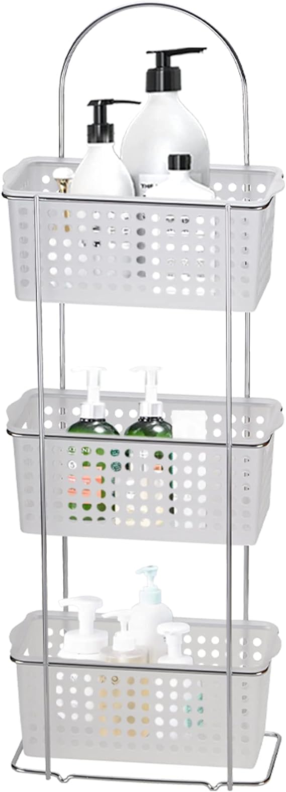 Blue Canyon Floor Standing 3 Tier Shower Caddy With Plastic Basket Organiser Basket Rack