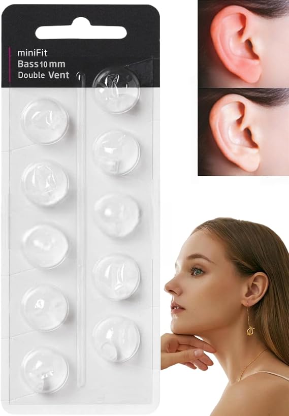 10MM Hearing Ai/d Domes for Oticon Ph/onak,Soft Silicone Double Vent Bass Domes, Universal Hearing A/id Accessories Compatible,Hearing Ai/d Ear Ti/ps