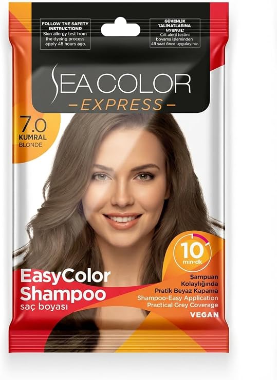 Sea Color Express Amonyaksız Şampuan Boya, Şampuan Kolaylığında Saç Boyama 7.0 Kumral