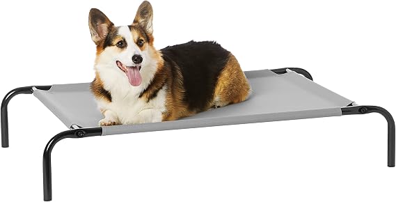 Amazon Basics Raised Dog Bed, Cooling Breathable Elevated Pet Bed, M, Grey, 110 x 65 x 19 cm (L x W x H)