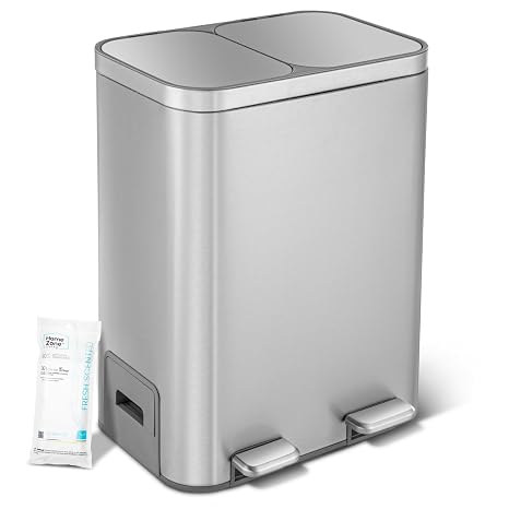 Home Zone Living 13 Gallon Kitchen Trash Can with Dual Compartments