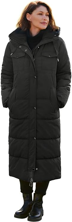Women's Winter Long Down Parka Jackets Warm Thickened Hooded Maxi Quilted Puffer Coat