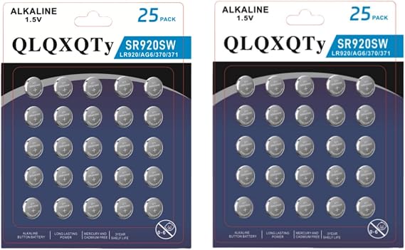 50PACK SR920SW 370 371 Watch Battery AG6 LR921 V371 1.55V Silver Oxide Battery