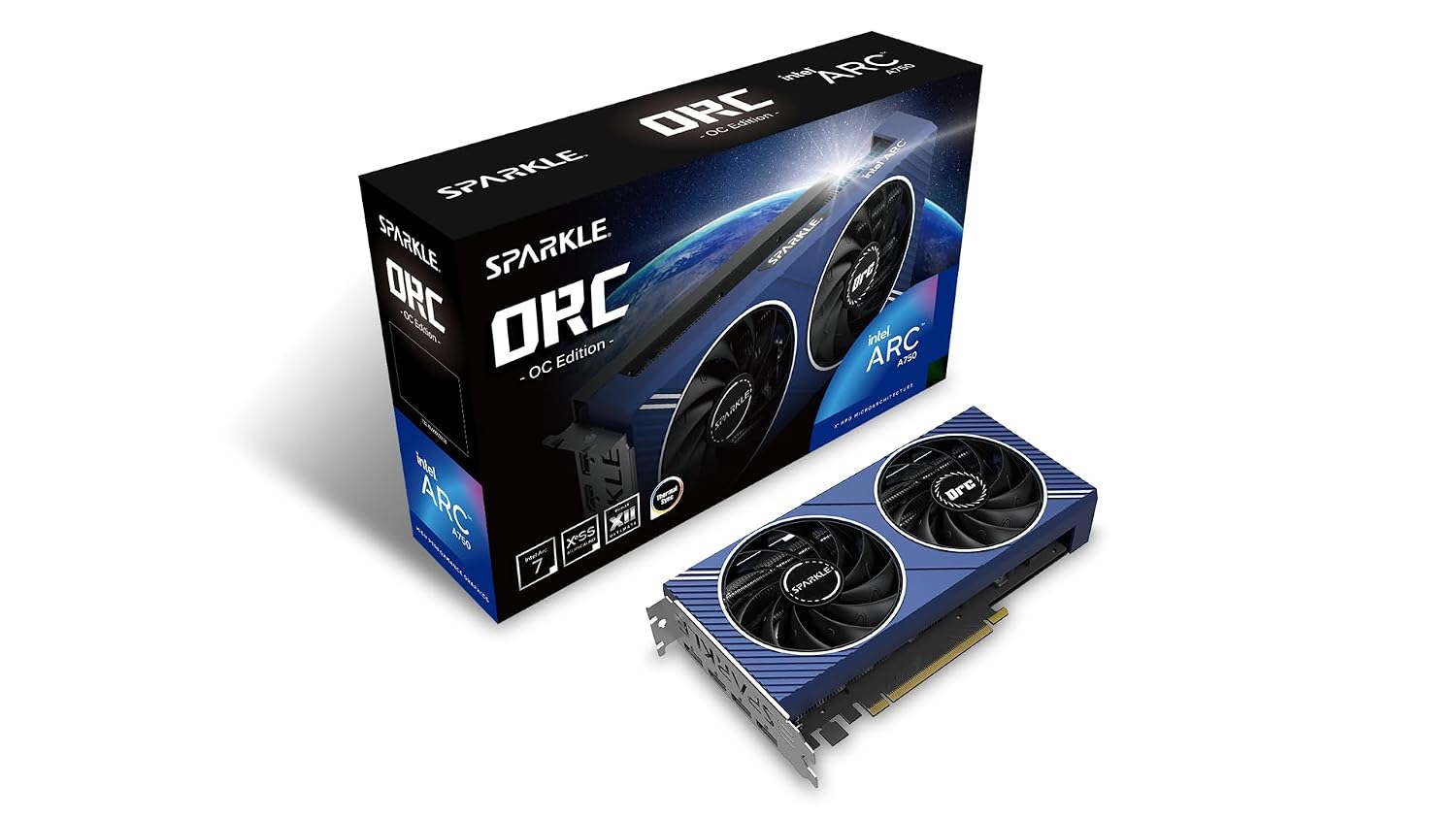 SPARKLE Intel Arc A750 ORC OC Edition DDR6 HDMI 2200MHz 8GB Dual Fan Graphics Card - Blue
