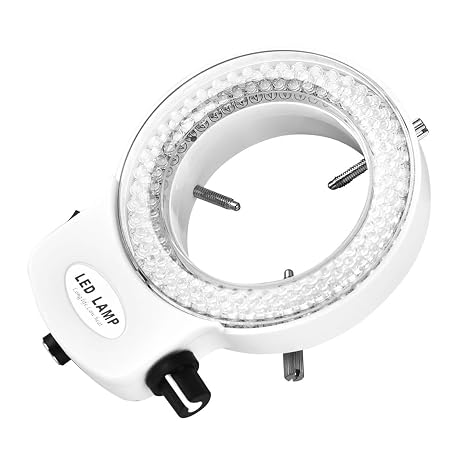 LED Ring Light Lamp 144 LED Beads Lighting Adjustable Brightness Microscope Light Sources Ring Lamp for Stereo Microscopes Cameras Additional Lighting (White EU Plug
