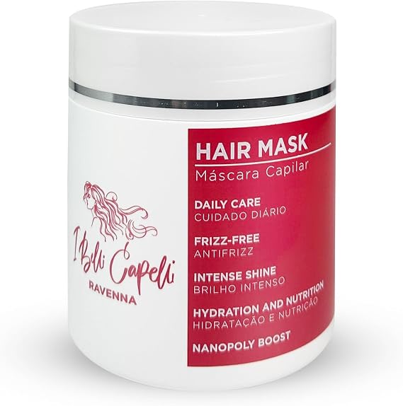 I Belli Capelli Ravenna Hair Mask with Aloe Vera - Deep Conditioner for Dry, Damaged Hair Treatment- Hydrates, Repairs & Nourishes - For All Hair Types - Mascarilla Para el Cabello (16.9 Fl Oz/500g)