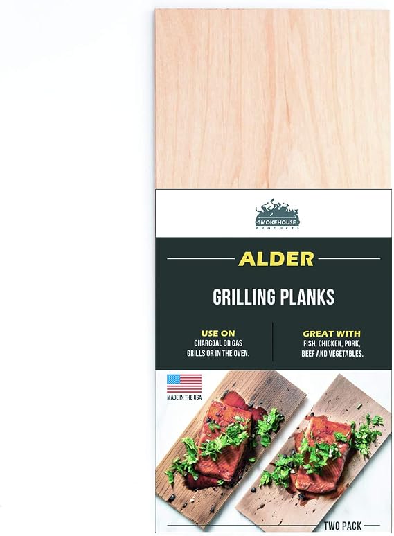 Smokehouse Products 11" Alder Grilling Barbecue Plank Flavor Enhancing for All Meats, 2 Pack