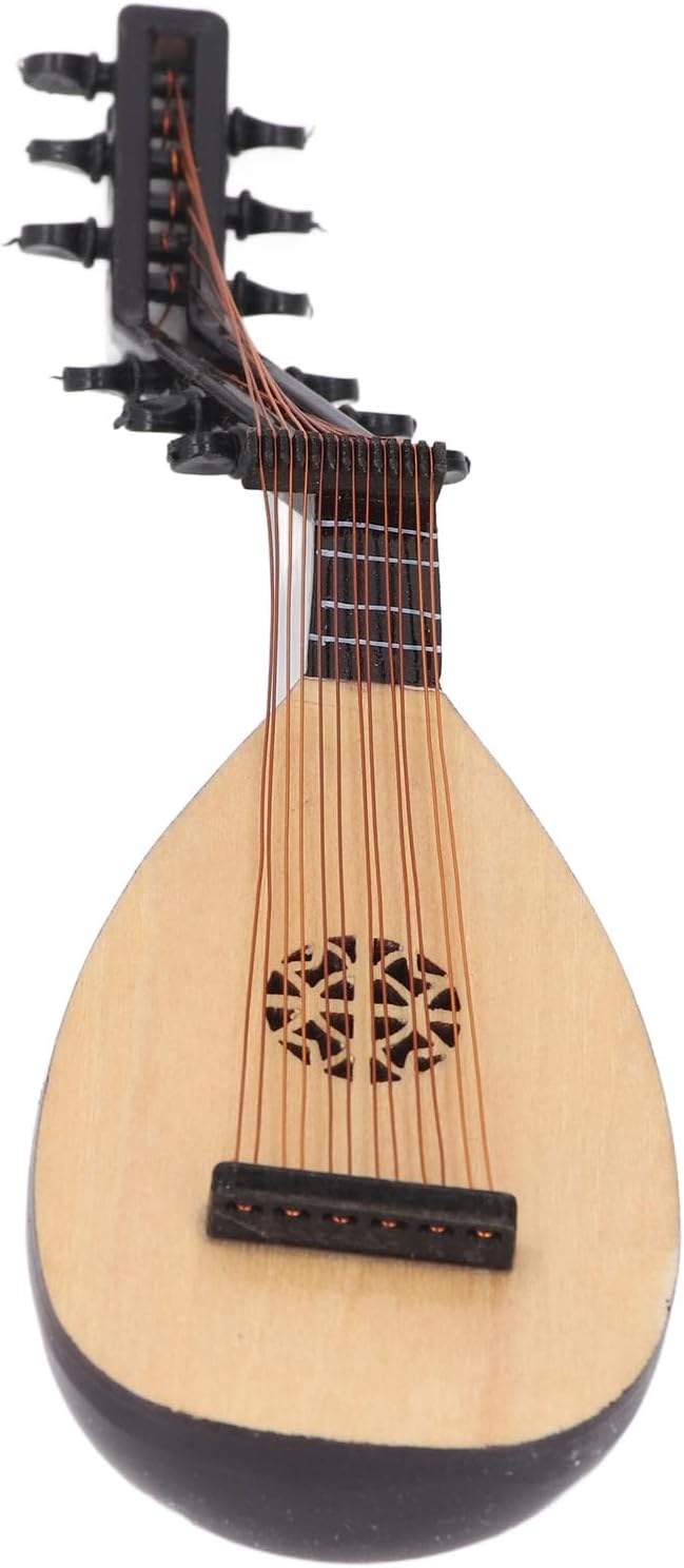 Mini Lute Pipa Model, Handcrafted Wooden Instrument, Miniature Musical Instrument Decor with Traditional Chinese Design, Ideal for Home Decoration Photo Prop