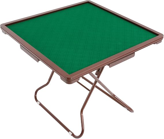 Mahjong Table for 4 Players 35" Square Folding Card Table with 4 Cup Holders & 4 Drawers Thickened Surface Portable Folding Game Table for Domino Game, Outdoor Camping