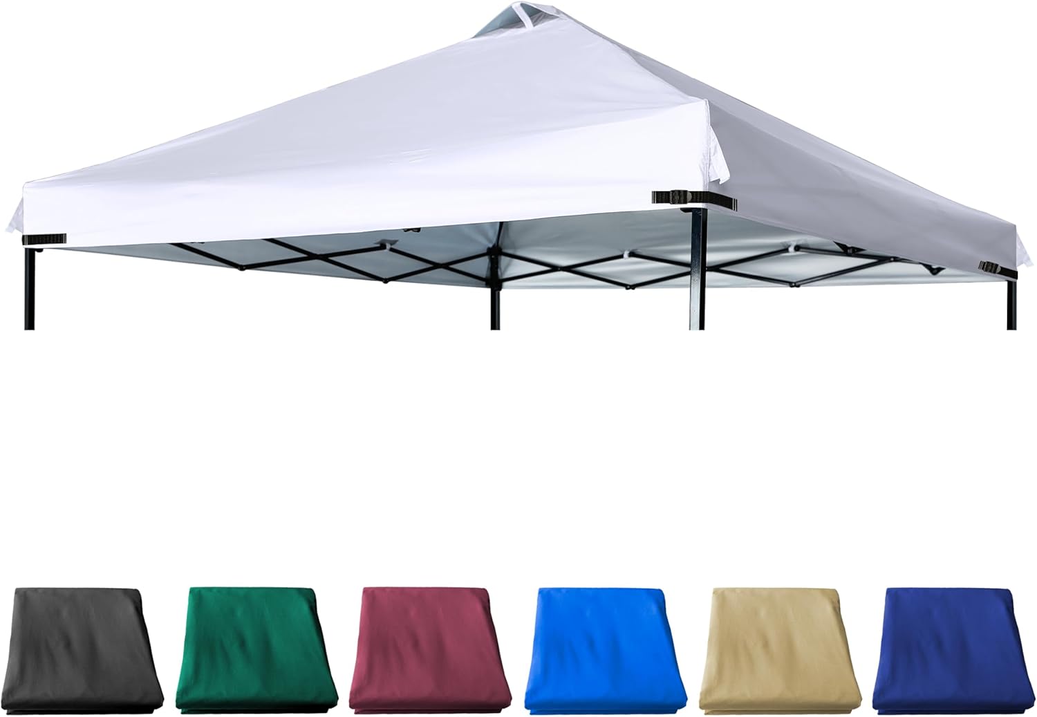 Canopy Replacement Top Silver Coated with Air Vent Upgraded Adjustable Straps for Most 10x10 Straight Leg Frame, White