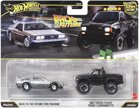 1:64 Hot Wheels Premium Car Culture 2'li Paket BACK TO THE FUTURE TIME MACHINE - 1987 TOYOTA PICKUP TRUCK HBL96 - JHW48