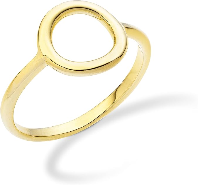 Miabella 925 Sterling Silver or 18K Gold Plated Open Circle Ring for Women Made in Italy