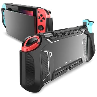 Mumba Dockable Case Compatible with Nintendo Switch 1 2017 Release, [Blade Series] TPU Grip Protective Cover Case with Ergonomic Design and Comfort Grip,Accessories for Switch Black