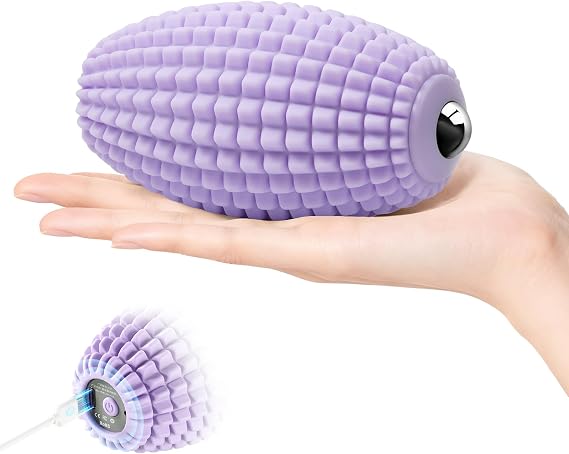 Silicone Vibrating Massage Ball with Rolling Head, 3-Speed Myofascial Massage Roller for Plantar Fasciitis Relief, Hip & Psoas Release, Trigger Point Therapy for Neck, Back, Foot (Purple)